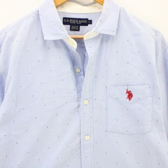 U.S Polo Assn Shirt Mens Blue Button Down Long Sleeve Collared Embroidered Sz L - Picture 2 of 9